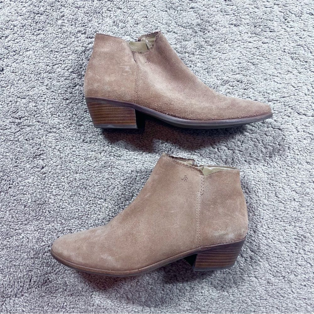 Jack Rogers Tan Ankle Boots Womens Size 10M Bailee Camel Suede Leather Bootie
